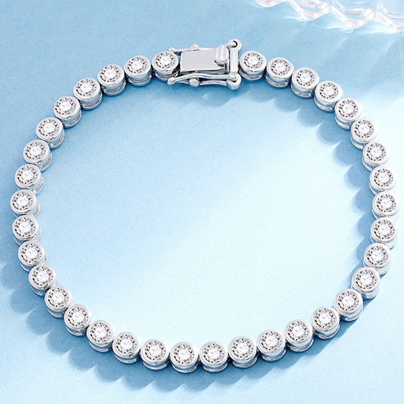 Sterling Silver All Moissanite Bubble Shine Bracelet for Women