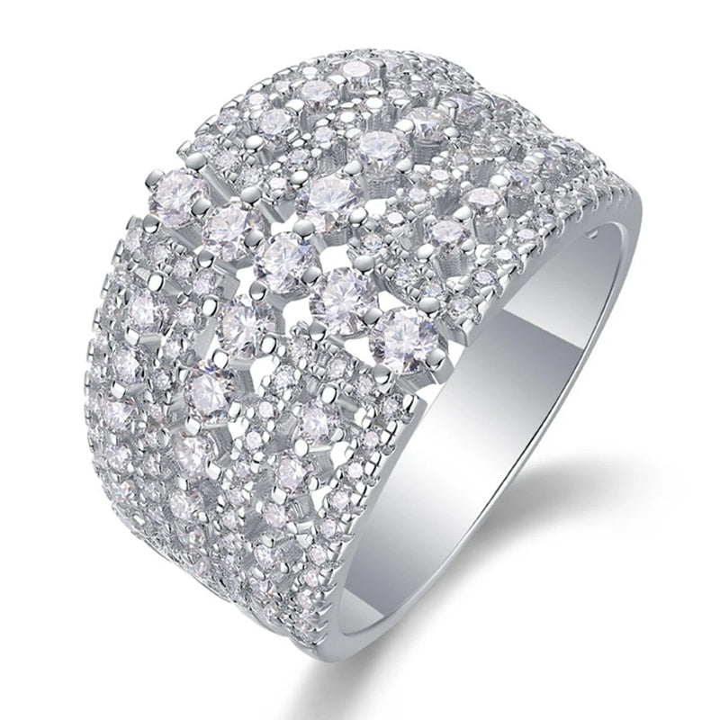 925 Sterling Silver Full Diamond Cocktail Ring for Women