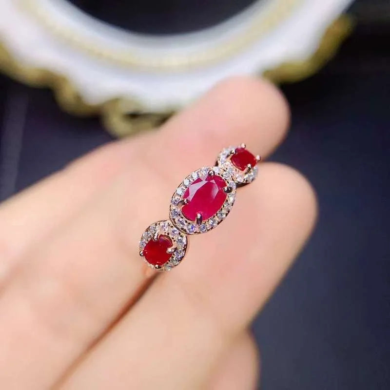 Sterling Silver Natural Ruby 0.40ctw Special Design Engagement Ring for Women