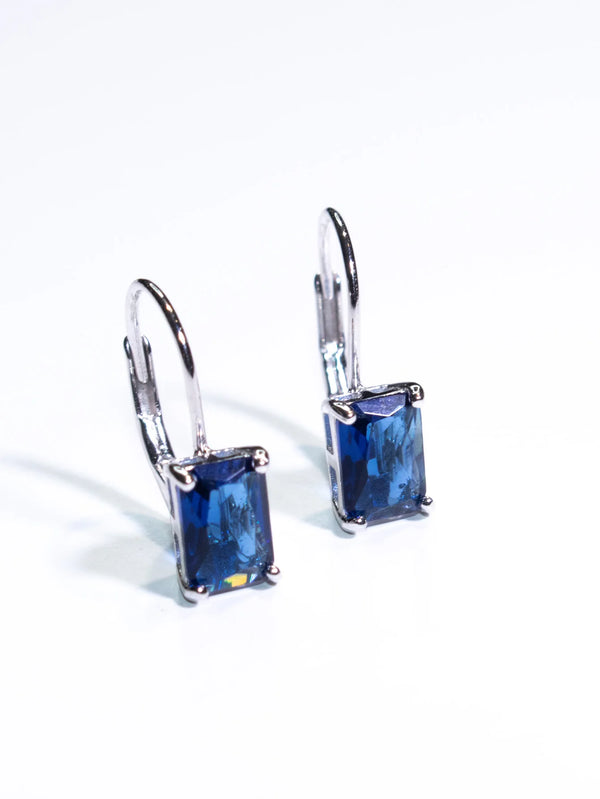 Sterling Silver Sapphire Blue Cushion Clip Earrings for Woman