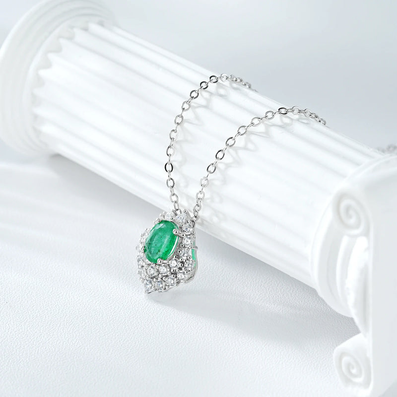 Sterling Silver Emerald Pendant Necklace for Women