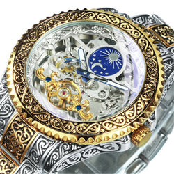 Stainless Steel Skeleton Automatic Luminous Mechanical Watch for Men