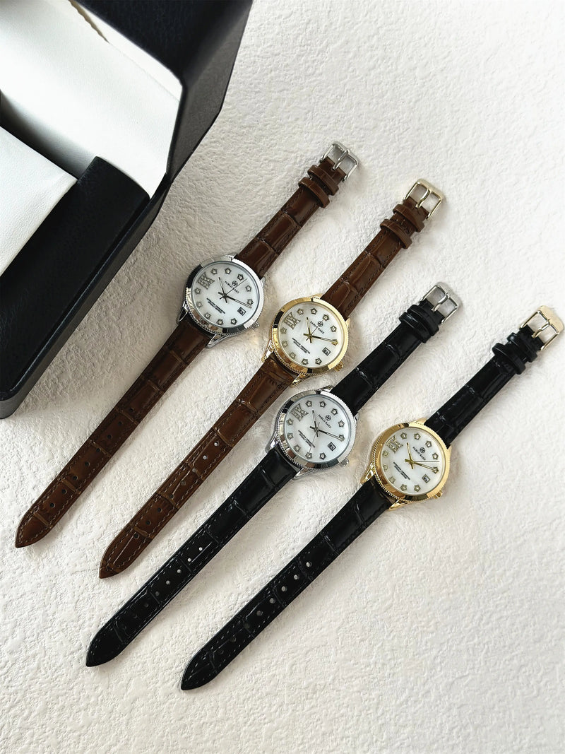 Elegant Luxury Watch for Women: High-Quality Leather Strap & Waterproof