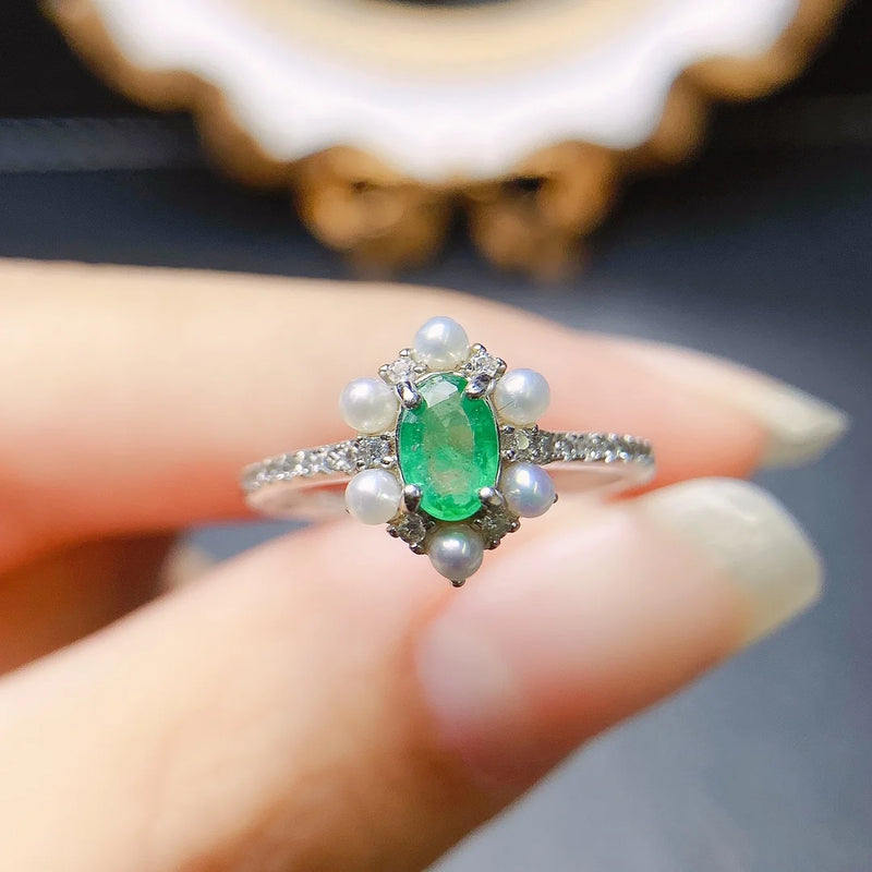 Sterling Silver 0.40 Carat Emerald Ring for Women