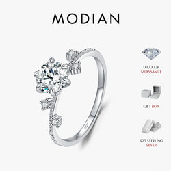 925 Sterling Silver Moissanite 1ct Six Claw Flower Ring for Women