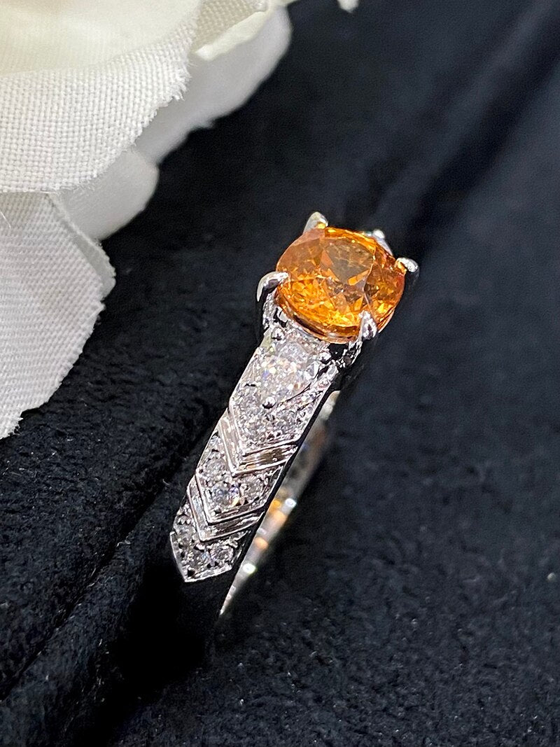 18K White Gold Fanta Garnet Ring for Women