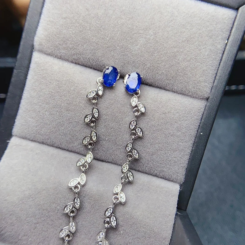 Sterling Silver Natural Sapphire Earrings for Women