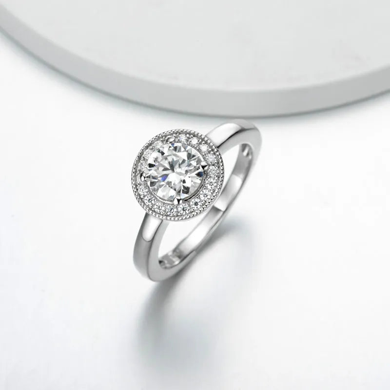 925 Silver 1ct Moissanite Engagement Ring for Women