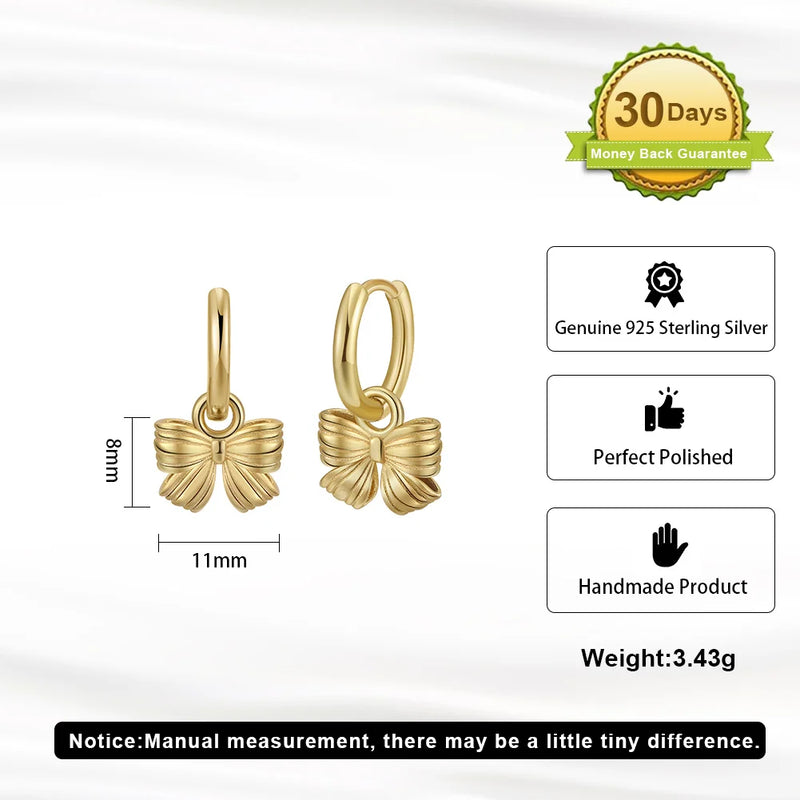 925 Silver Bow Knot Dangle Earrings for Women