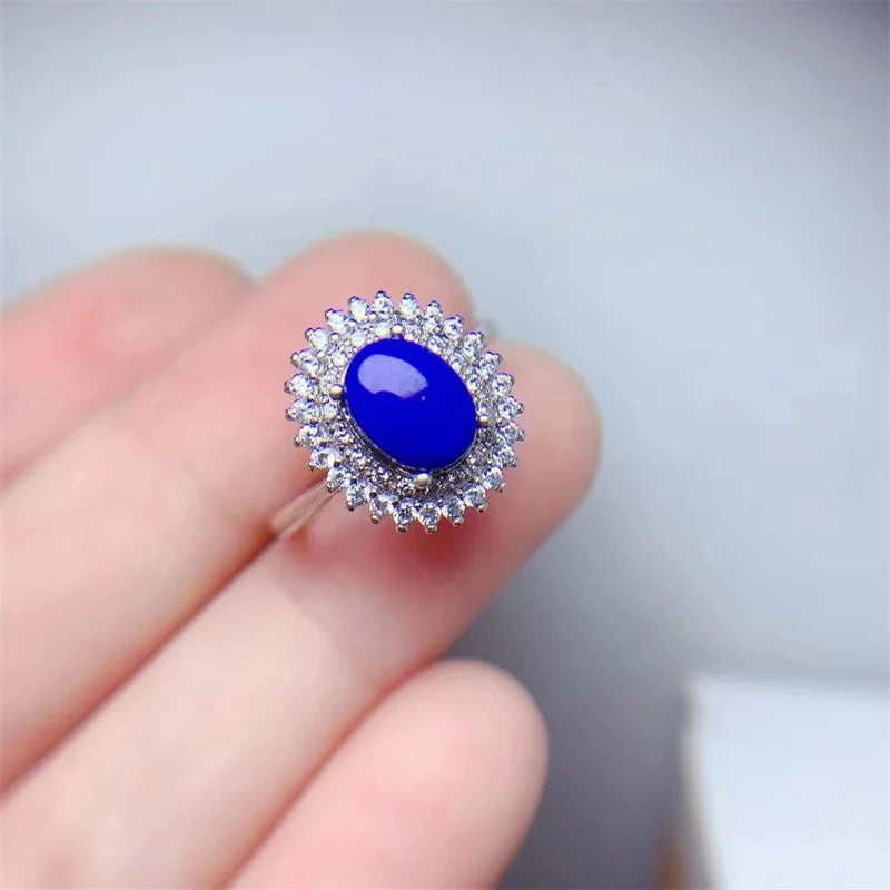 Sterling Silver Lapis Lazuli Wedding Ring for Women