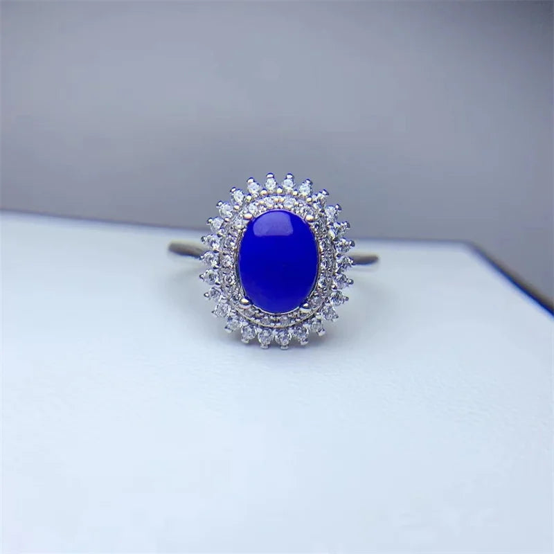 Sterling Silver Lapis Lazuli Wedding Ring for Women