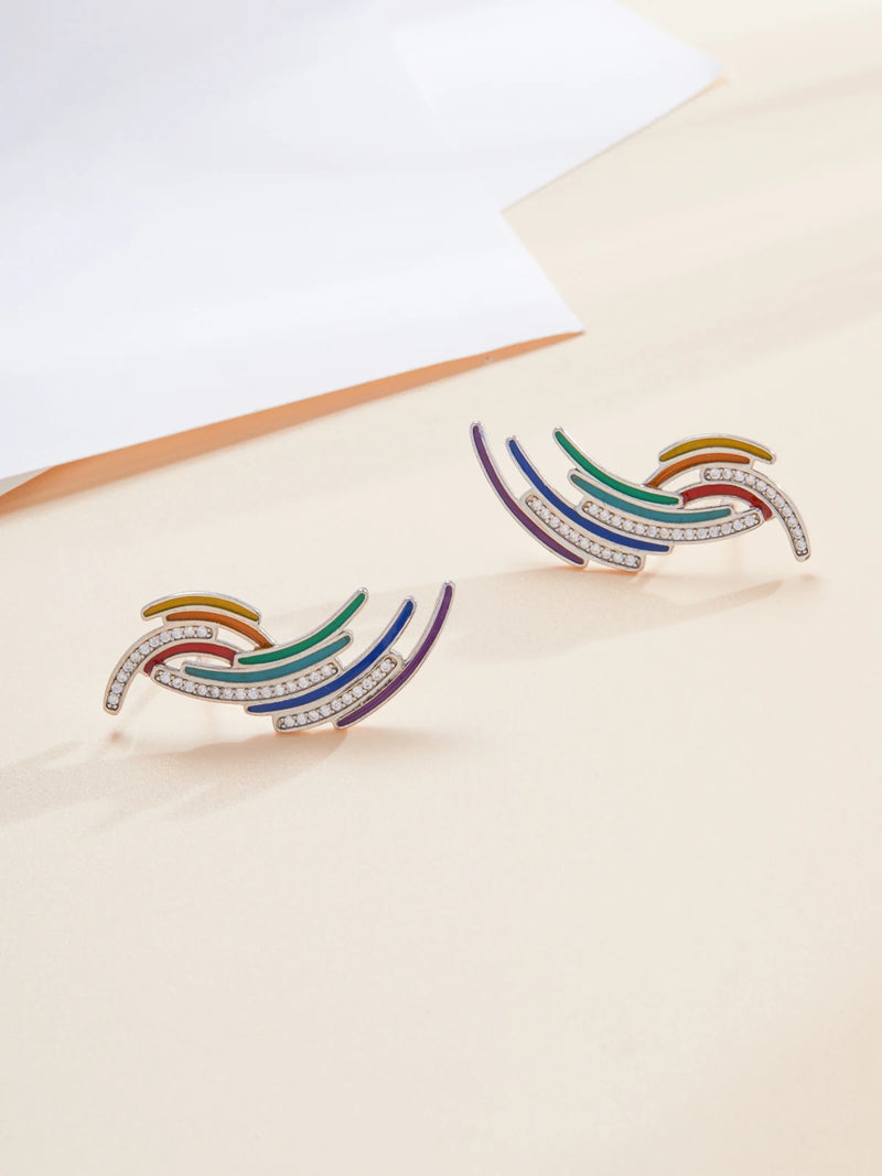 Sterling Silver Rainbow Shaped Earrings for Women