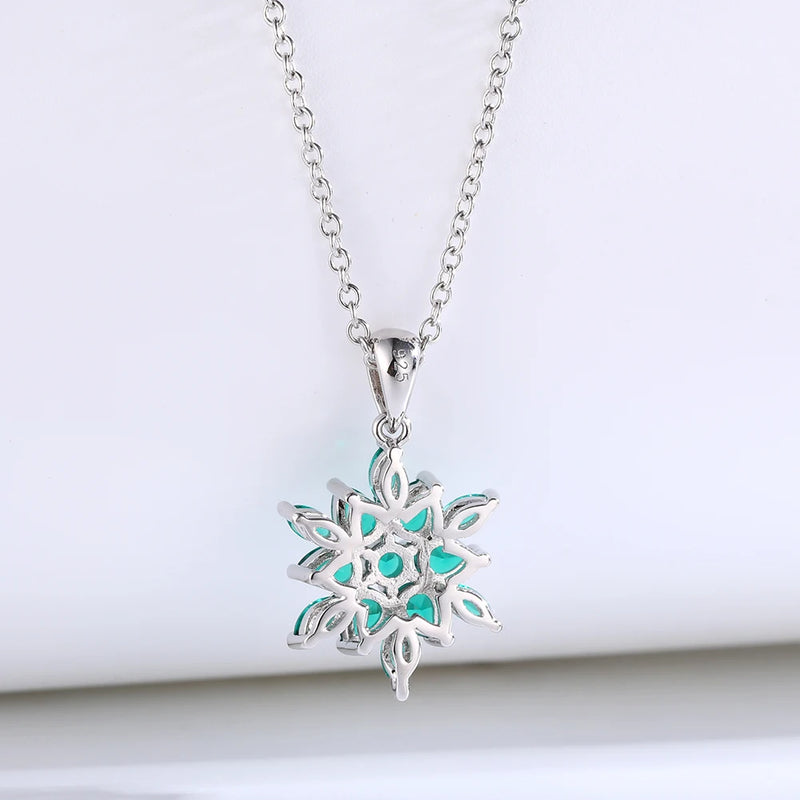 925 Sterling Silver Green Nano Crystal Pendant Necklace for Women