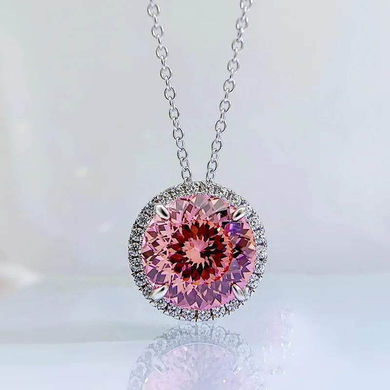 S925 Silver 5 Carat Pink Diamond Necklace for Woman