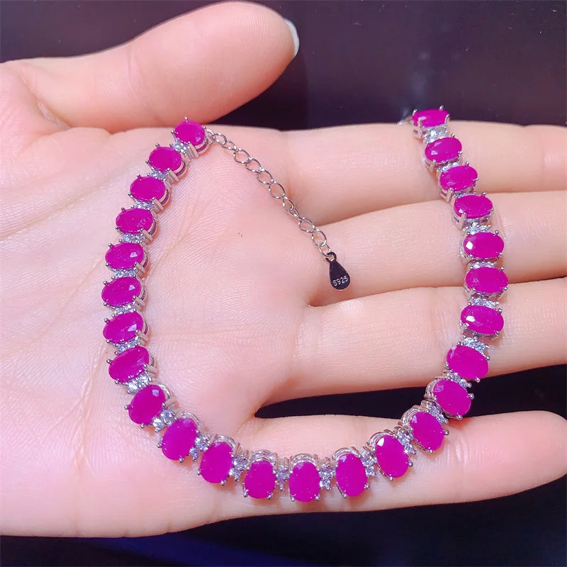 Sterling Silver 0.25ctw Ruby Bracelet for Ladies