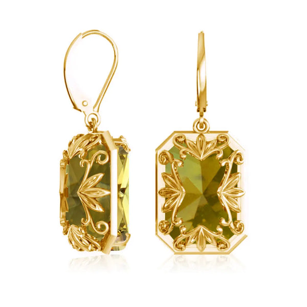 Yellow Gold Citrine Drop Earrings with 1.30ctw Stone for Women