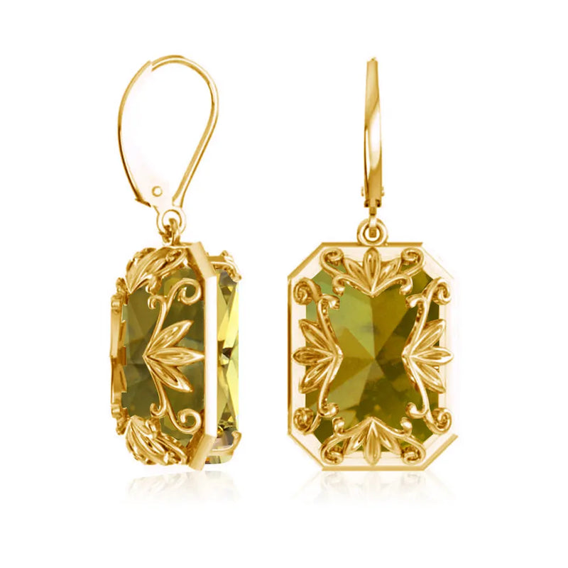 Yellow Gold Citrine Drop Earrings with 1.30ctw Stone for Women