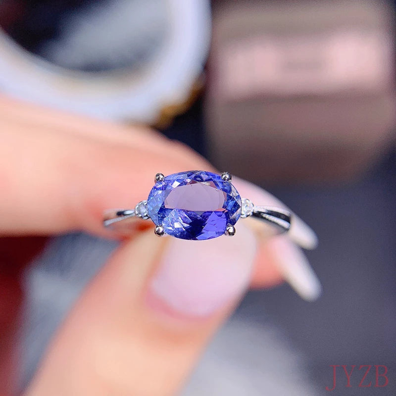 925 Sterling Silver Tanzanite Ring for Women