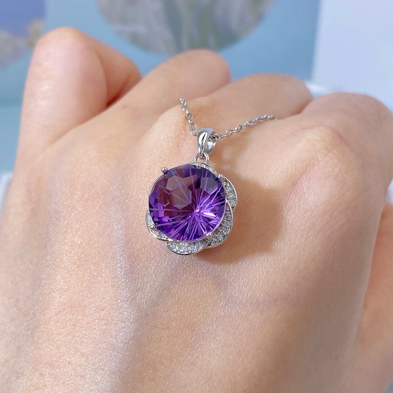 925 Sterling Silver Amethyst Pendant Necklace for Women