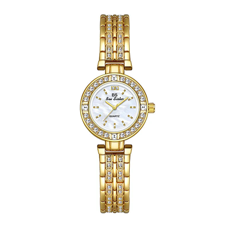 Gold Crystal Diamond Ladies Dress Watch