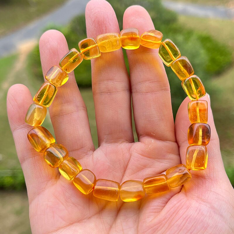 Sterling Silver Natural Amber Bracelet for Unisex