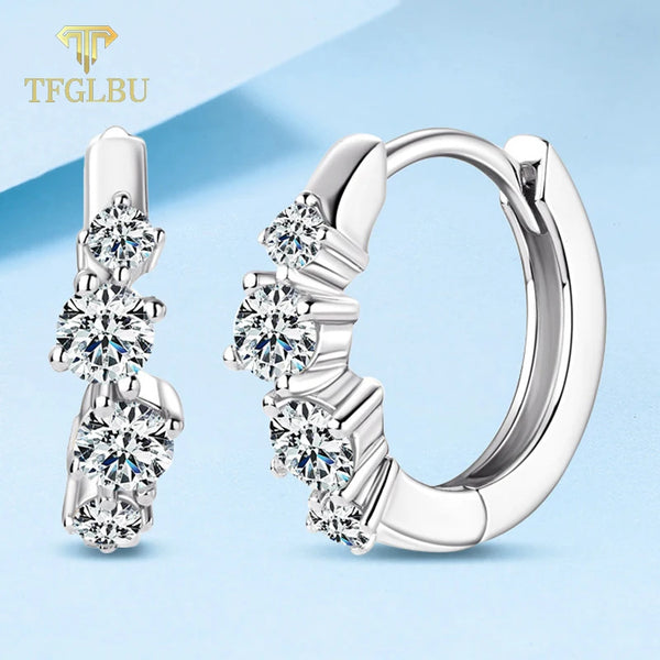 925 Sterling Silver Moissanite Hoop Earrings for Women