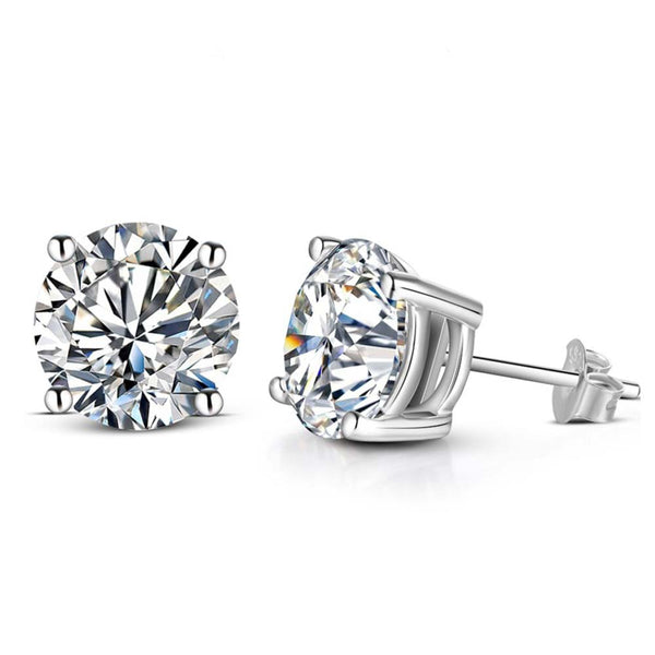 925 Sterling Silver 2 Carat Moissanite Stud Earrings for Women