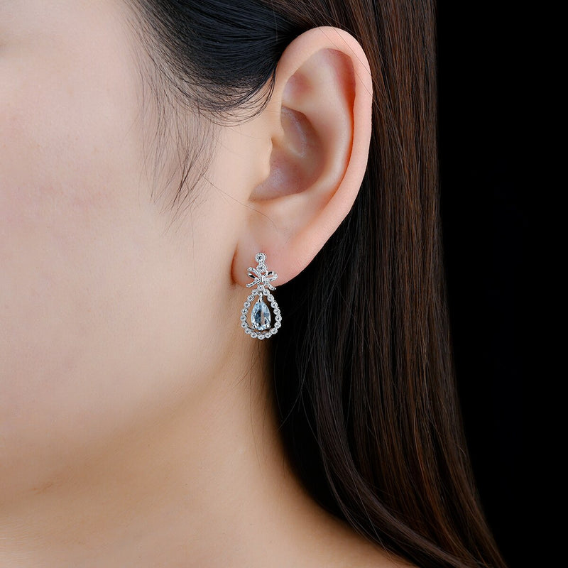Sterling Silver Aquamarine Dangle Earrings 1.60 ctw