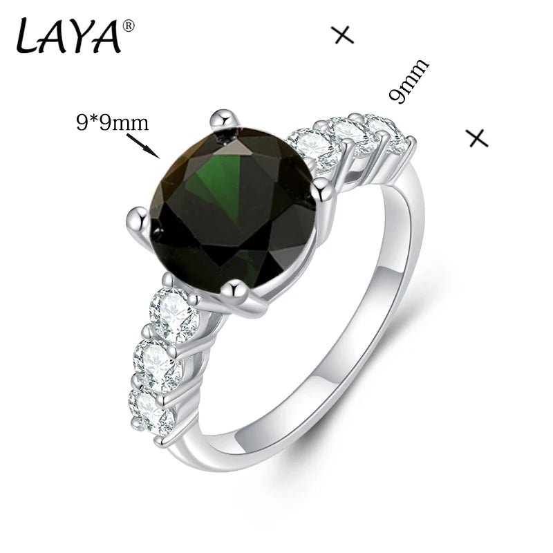 925 Sterling Silver Green Zircon Ring for Women