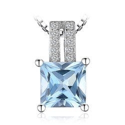 925 Sterling Silver Blue Topaz Pendant Necklace for Woman