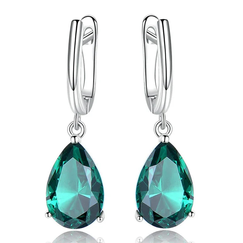 925 Silver Topaz Drop Earrings for Women