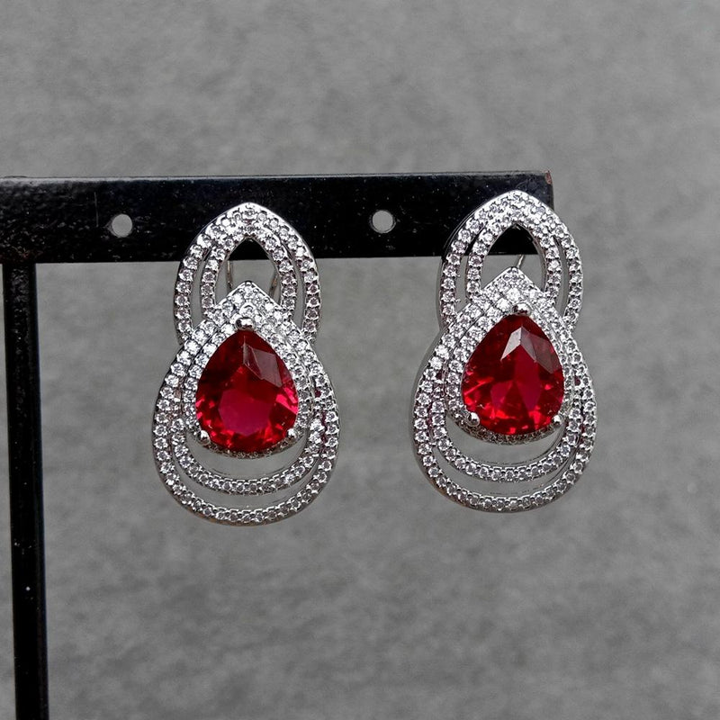 Y.YING Clear Cubic Zirconia Pave Teardrop Red Stud Earrings Setting Women Party Jewelry
