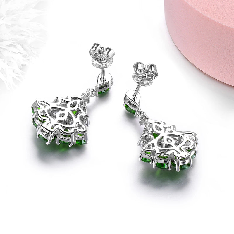 Sterling Silver 5.50 Carat Diopside Earrings for Women