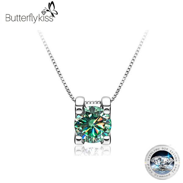 925 Sterling Silver 1-2ct Moissanite Pendant Necklace for Women