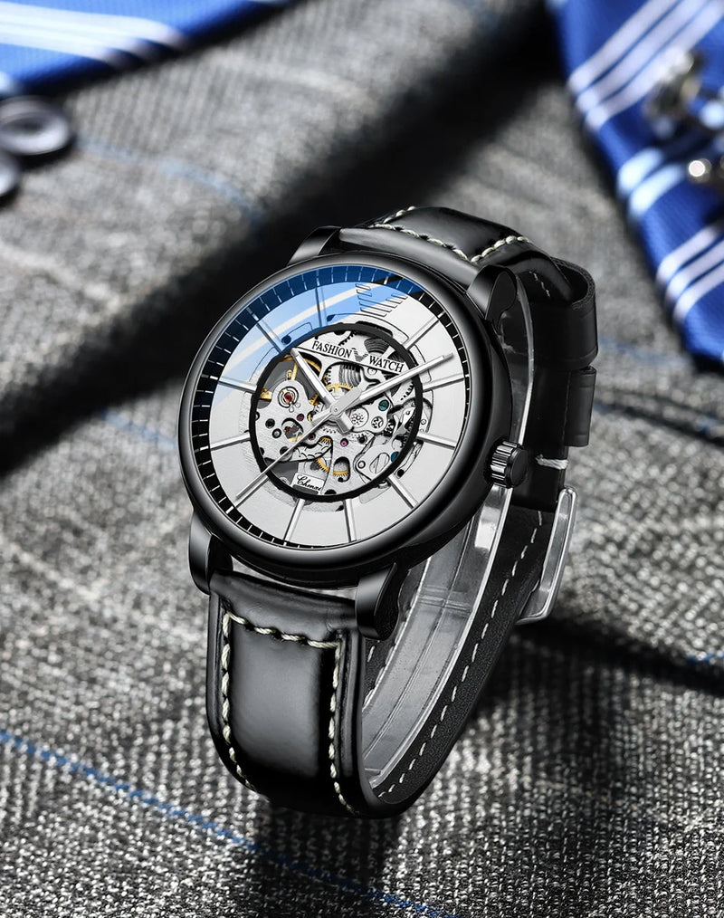 Stainless Steel Automatic Mechanical Watch with Tourbillon, for Men