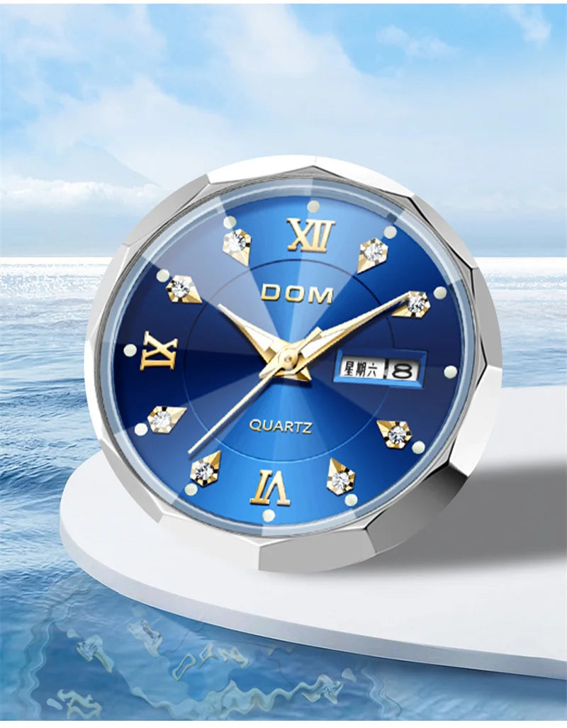 Stainless Steel Calendar Quartz Wristwatch for Women