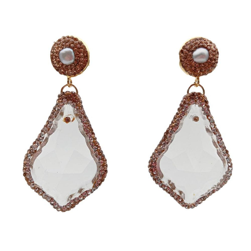 Clear Glass and Crystal Dangle Earrings for Women