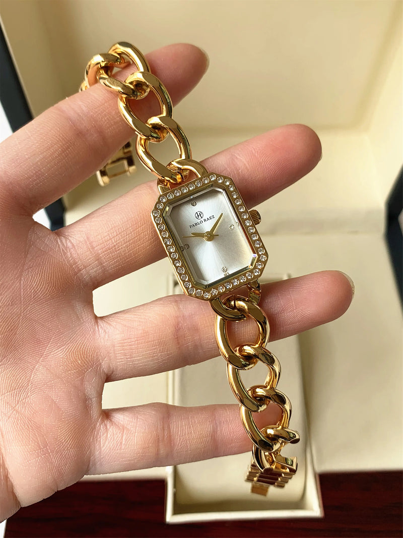 Luxury Women's Gold Stainless Steel Waterproof Quartz Wristwatch