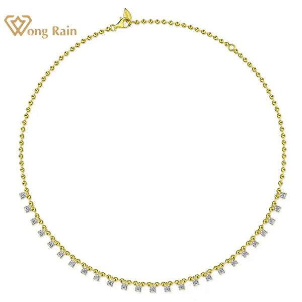 Wong Rain 18K Gold Plated 925 Sterling Silver Lab Sapphire Gemstone Necklace Pendant Anniversary Gift Fine Jewelry Wholesale