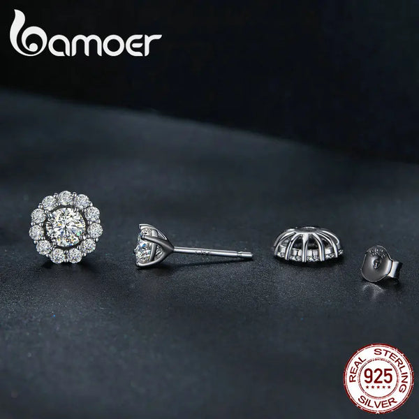 925 Silver Moissanite Stud Detachable Flower Earrings for Women