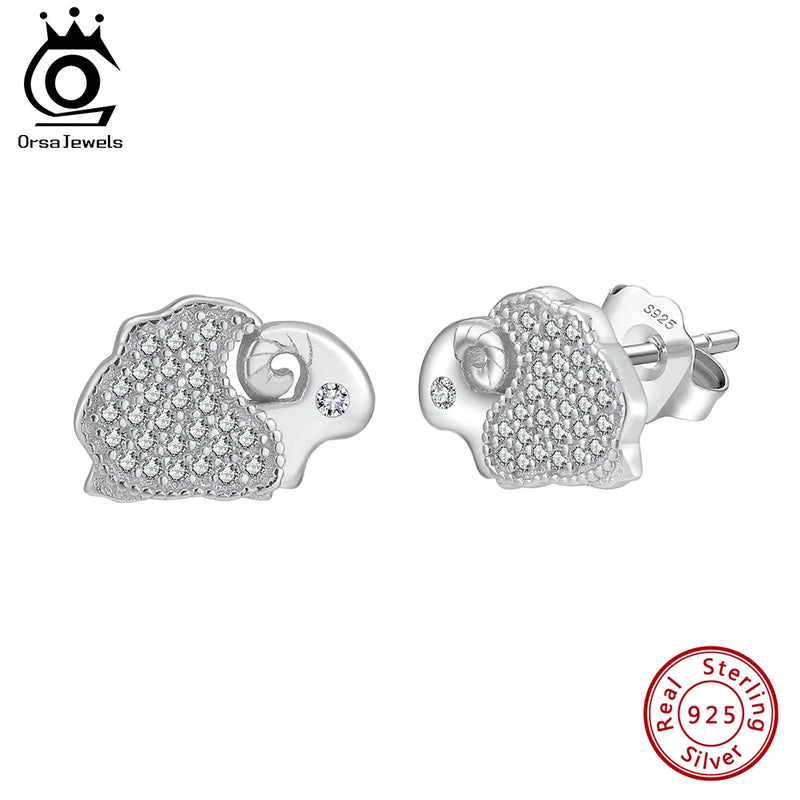 925 Sterling Silver Cubic Zirconia Goat Earrings for Women