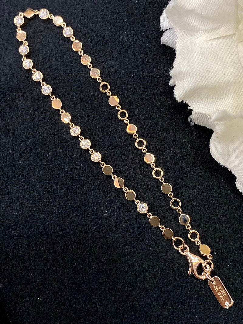 18K White or Rose Gold Real Natural Diamond Bracelet for Women