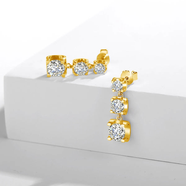 14K Gold Moissanite Drop Earrings for Women