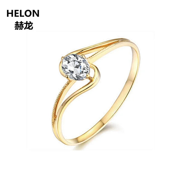 14k Yellow Gold 0.18ctw Cubic Zirconia Oval Engagement Ring for Women