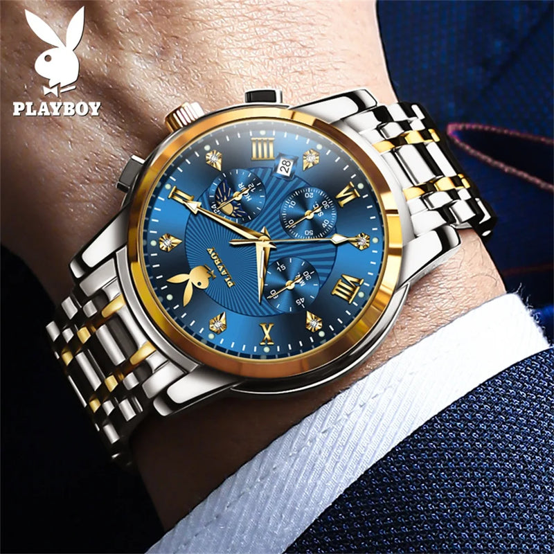 Stainless Steel Multifunction Fashion Quartz Watch for Men