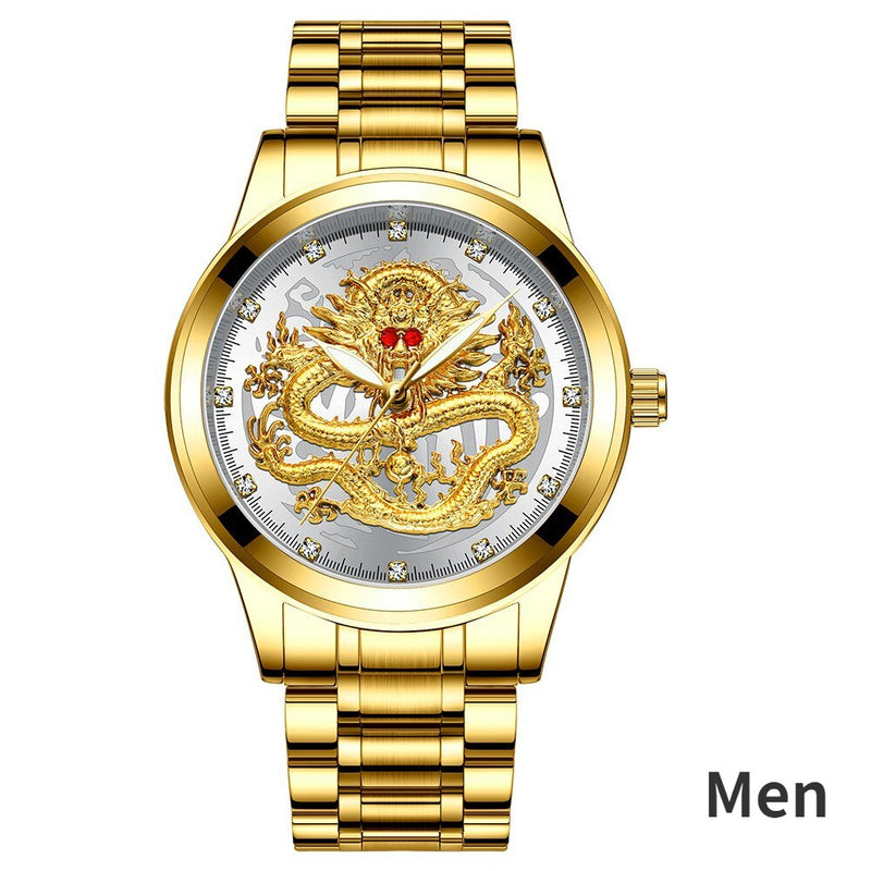 Gold Dragon Phoenix Couple Watches