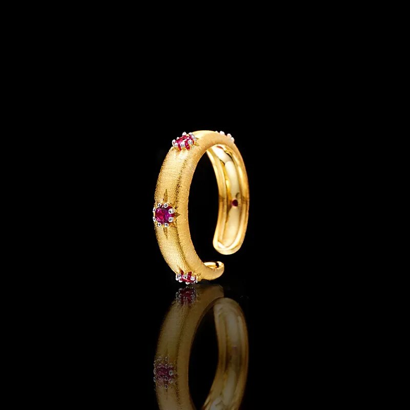 925 Sterling Silver Ruby Zircon Open Ring for women