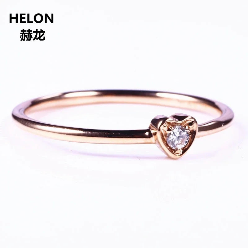 Solid 10k Rose Gold Heart VS/H Natural Diamonds Engagement Ring for Women