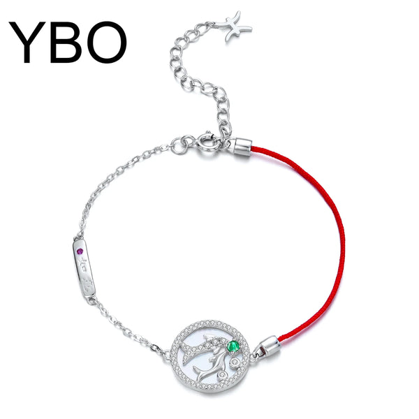 925 Sterling Silver Red String Emerald Bracelet for Women