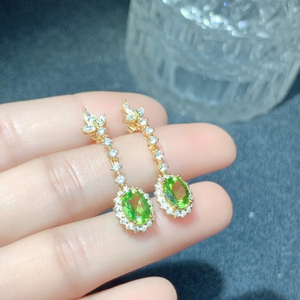 925 Sterling Silver Diopside Earrings for Her